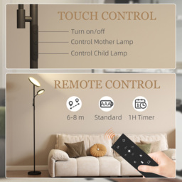 HOMCOM 2 Way Black Floor Lamp with 4 Scene Modes - Size: 12.5 x 32.5 x 40.5cm - Wilko - thumbnail 7