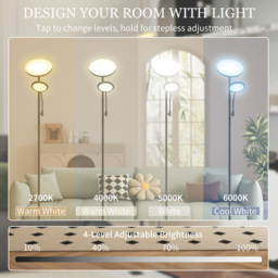 HOMCOM 2 Way Black Floor Lamp with 4 Scene Modes - Size: 12.5 x 32.5 x 40.5cm - Wilko - thumbnail 6
