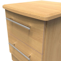 Crowndale Sherwood 2 Drawer Compact Oak Bedside Cabinet - Brown - Wilko - thumbnail 6