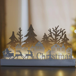 Marco Paul 10 LED Wooden Santa Reindeer and Xmas Sign - Size: 17 x 30 x 6cm - Multi - Wilko - thumbnail 4
