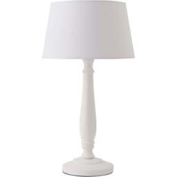 ValueLights Victoria White Fabric Tapered Shade White Wood Traditional Stem LED Table Lamp - Size: 50 x 25 x 25cm - Wilko
