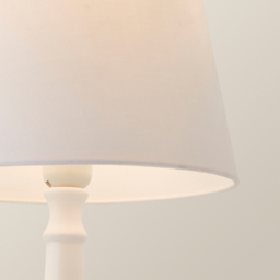 ValueLights Victoria White Fabric Tapered Shade White Wood Traditional Stem LED Table Lamp - Size: 50 x 25 x 25cm - Wilko - thumbnail 5