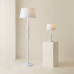 ValueLights Victoria White Fabric Tapered Shade White Wood Traditional Stem LED Table Lamp - Size: 50 x 25 x 25cm - Wilko - thumbnail 7