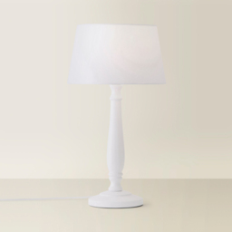 ValueLights Victoria White Fabric Tapered Shade White Wood Traditional Stem LED Table Lamp - Size: 50 x 25 x 25cm - Wilko - thumbnail 4