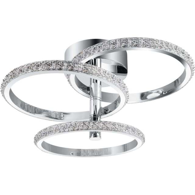 Cosylyte Cowen 3 Ring Chrome Beaded LED Ceiling Light - Size: 22.5 x 34 x 28cm - Silver - Wilko - image 1