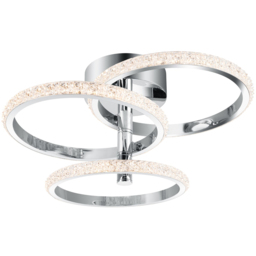 Cosylyte Cowen 3 Ring Chrome Beaded LED Ceiling Light - Size: 22.5 x 34 x 28cm - Silver - Wilko - thumbnail 4