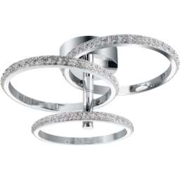 Cosylyte Cowen 3 Ring Chrome Beaded LED Ceiling Light - Size: 22.5 x 34 x 28cm - Silver - Wilko