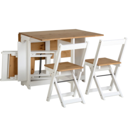 Seconique Santos 4 Seater Butterfly Dining Set White Distressed Waxed Pine - Wilko - thumbnail 4