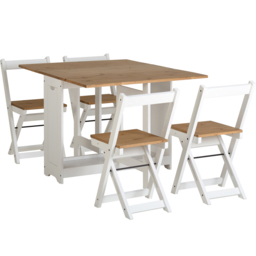 Seconique Santos 4 Seater Butterfly Dining Set White Distressed Waxed Pine - Wilko - thumbnail 3