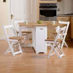Seconique Santos 4 Seater Butterfly Dining Set White Distressed Waxed Pine - Wilko