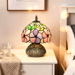 HOMCOM Tiffany Style Stained Glass Table Lamp - Size: 21 x 26 x 40cm - Pink - Wilko - thumbnail 6