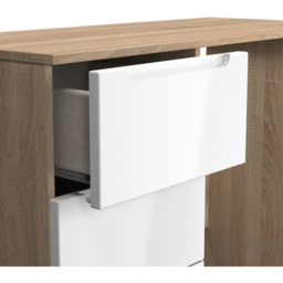 Crowndale Milan 3 Drawer White Gloss and Bardolino Oak Dressing Table Ready Assembled - Size: 80 x 90 x 39cm - White Gloss & Bardolino Oak - Wilko - thumbnail 6