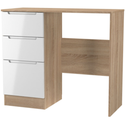 Crowndale Milan 3 Drawer White Gloss and Bardolino Oak Dressing Table Ready Assembled - Size: 80 x 90 x 39cm - White Gloss & Bardolino Oak - Wilko - thumbnail 3