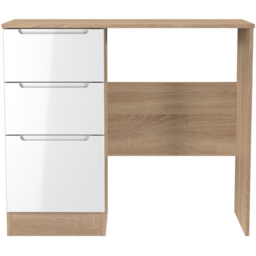 Crowndale Milan 3 Drawer White Gloss and Bardolino Oak Dressing Table Ready Assembled - Size: 80 x 90 x 39cm - White Gloss & Bardolino Oak - Wilko - thumbnail 4