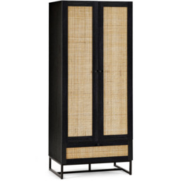 Julian Bowen Padstow 2 Door Single Drawer Black Wardrobe - Size: 2 Door, Single Drawer - Wilko - thumbnail 3