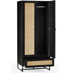 Julian Bowen Padstow 2 Door Single Drawer Black Wardrobe - Size: 2 Door, Single Drawer - Wilko - thumbnail 5