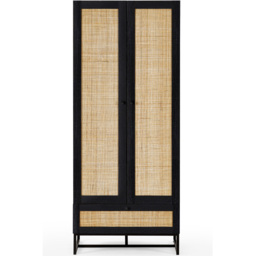 Julian Bowen Padstow 2 Door Single Drawer Black Wardrobe - Size: 2 Door, Single Drawer - Wilko - thumbnail 4