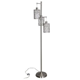 Maya 3 Light Silver Metal Floor Lamp - Wilko