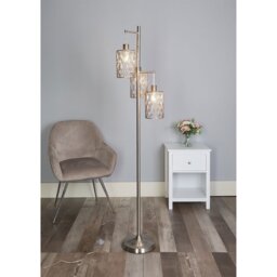 Maya 3 Light Silver Metal Floor Lamp - Wilko - thumbnail 6