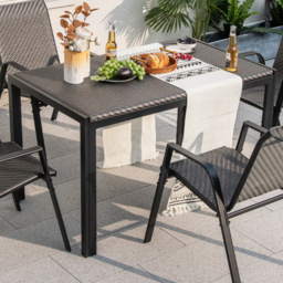 Costway 6 Seater Rectangular Wicker Dining Table Brown - Wilko