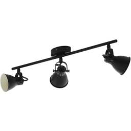 EGLO Seras 2 Steel Black Circular 3 Wall Spotlight - Size: 59.5 x 6.5 x 59.5cm - Wilko