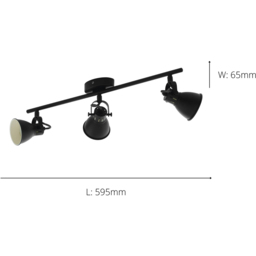 EGLO Seras 2 Steel Black Circular 3 Wall Spotlight - Size: 59.5 x 6.5 x 59.5cm - Wilko - thumbnail 6