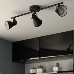 EGLO Seras 2 Steel Black Circular 3 Wall Spotlight - Size: 59.5 x 6.5 x 59.5cm - Wilko - thumbnail 3