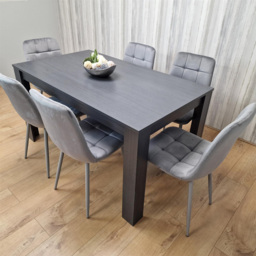 Kosy Koala 6 Seater Velvet Arrow Design Dining Set Grey - Portland - Wilko - thumbnail 4