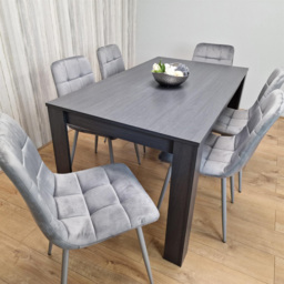Kosy Koala 6 Seater Velvet Arrow Design Dining Set Grey - Portland - Wilko - thumbnail 5