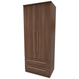 Crowndale Sherwood 2 Door 2 Drawer Noche Walnut Wardrobe - Size: 2 Door, 2 Drawer - Brown - Wilko - thumbnail 5
