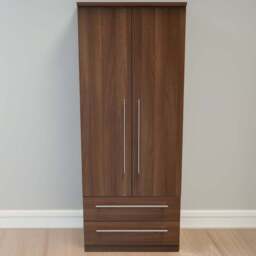 Crowndale Sherwood 2 Door 2 Drawer Noche Walnut Wardrobe - Size: 2 Door, 2 Drawer - Brown - Wilko