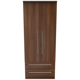 Crowndale Sherwood 2 Door 2 Drawer Noche Walnut Wardrobe - Size: 2 Door, 2 Drawer - Brown - Wilko - thumbnail 3