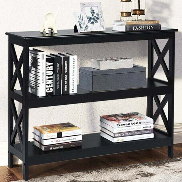 Costway 2 Shelf Black Industrial Console Table - Size: 110 x 40 x 14cm - Wilko - image 1