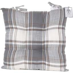 Divante Grey Vintage Check Seat Pad 40 x 40cm - Wilko