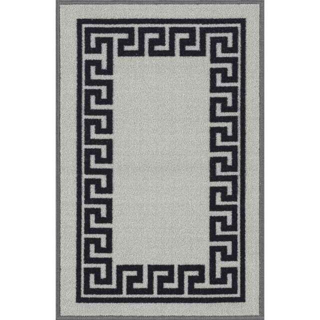 Desire Rugs Havana Grey Greek Key Anti Slip Door Mat 120 x 67cm - Size: 67 x 120cm - Wilko - image 1