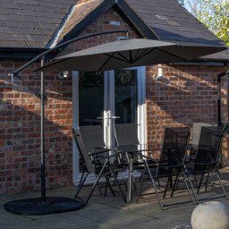 Samuel Alexander 6 Seater Rectangular Outdoor Dining Set with Grey Banana Parasol and Base - Black - Wilko - thumbnail 1
