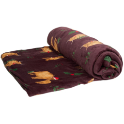Christmas Highland Cows Throw - Burgundy and Green - All I Want For Christmas - Wilko - thumbnail 7