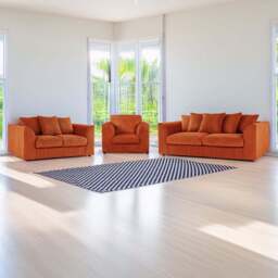 Luxor 6 Seater Orange Jumbo Cord Scatter Back Sofa Suite - Wilko