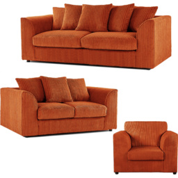 Luxor 6 Seater Orange Jumbo Cord Scatter Back Sofa Suite - Wilko - thumbnail 3