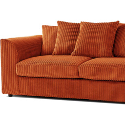 Luxor 6 Seater Orange Jumbo Cord Scatter Back Sofa Suite - Wilko - thumbnail 4