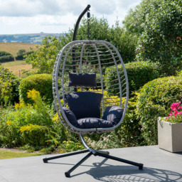 Artemis Home Wilton Single Dark Grey Hanging Egg Pod Chair - Size: 1 Seater - Wilko