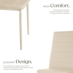 tectake Set of 6 Beige High Backrest Padded Dining Chair - Cream - Wilko - thumbnail 6