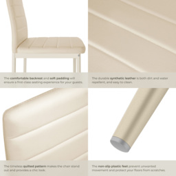 tectake Set of 6 Beige High Backrest Padded Dining Chair - Cream - Wilko - thumbnail 7