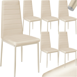 tectake Set of 6 Beige High Backrest Padded Dining Chair - Cream - Wilko - thumbnail 3