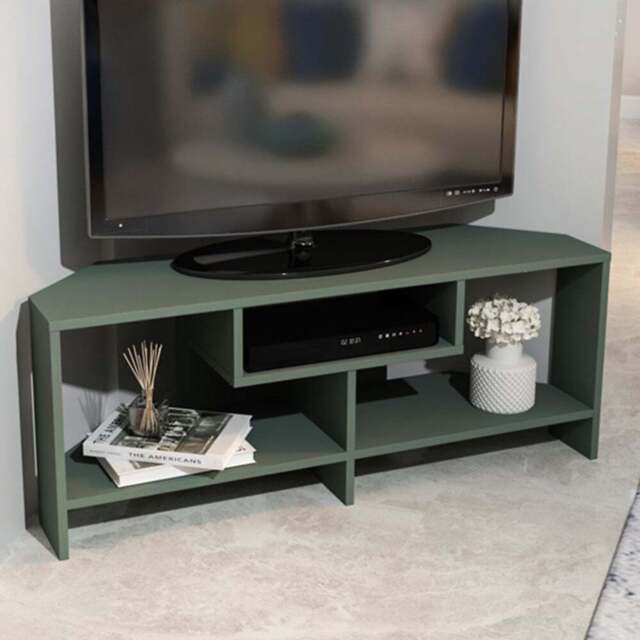 Decorotika Maldives 3 Shelf Green Corner TV Unit - Size: 46.8 x 120 x 19.6cm - Wilko - image 1