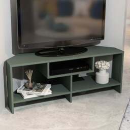 Decorotika Maldives 3 Shelf Green Corner TV Unit - Size: 46.8 x 120 x 19.6cm - Wilko