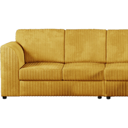 Luxor 4 Seater Mustard Jumbo Cord Right Hand Facing Full Back L Shaped Corner Sofa Set - Yellow - Wilko - thumbnail 4