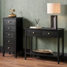Pacific Lifestyle Chelmsford 5 Drawer Satin Black Pine Wood Chest of Drawers - Wilko - thumbnail 6