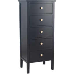 Pacific Lifestyle Chelmsford 5 Drawer Satin Black Pine Wood Chest of Drawers - Wilko - thumbnail 3