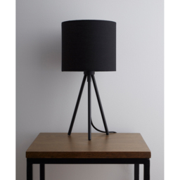 Kliving Black Cotton Fabric Shade Modern Metal Tripod Table Lamp - Size: 35 x 17 x 17cm - Wilko - thumbnail 3